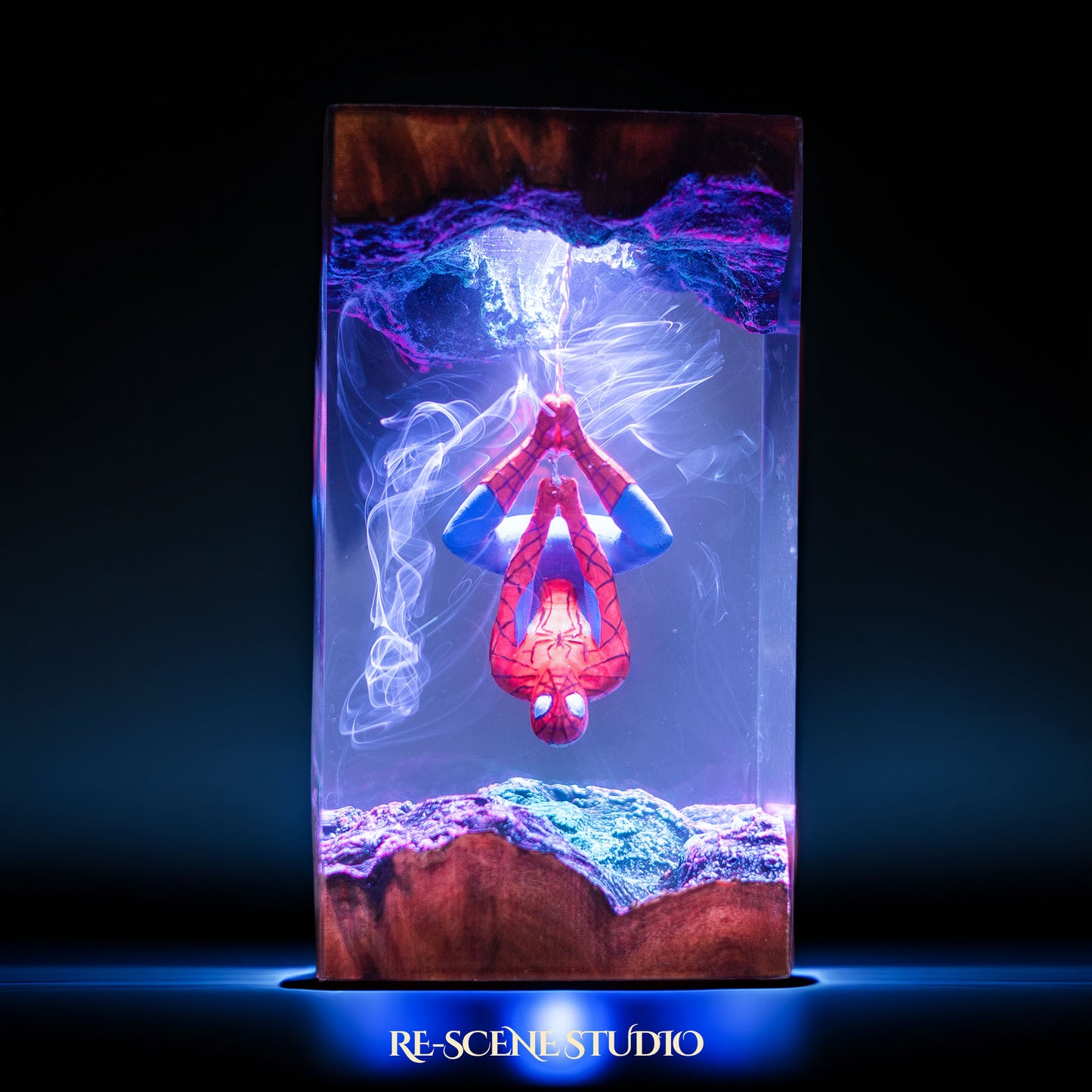 Spider-Man Resin Lamp V2 — Handcrafted Epoxy Resin LED Lamp | Unique Ambient Decor & Collector's Gift