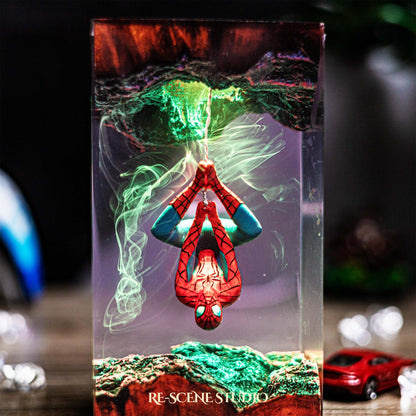 Spider-Man Resin Lamp V2 — Display Setup | Artisan Resin Art Lamp, Ambient Light for Home or Office