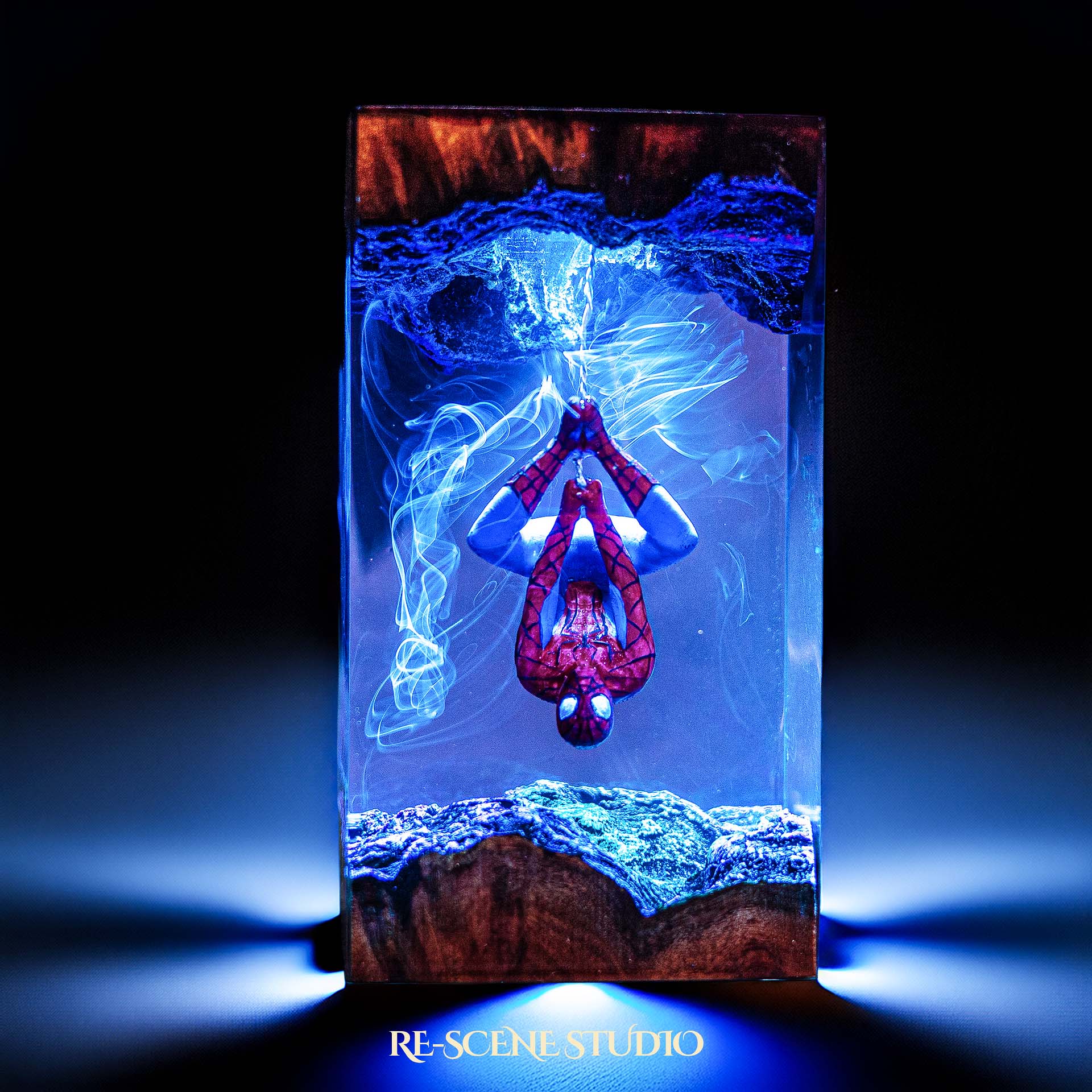 Spider-Man Resin Lamp V2 — Side Profile View | Handmade Pop-Culture Resin Art, Perfect Themed Gift