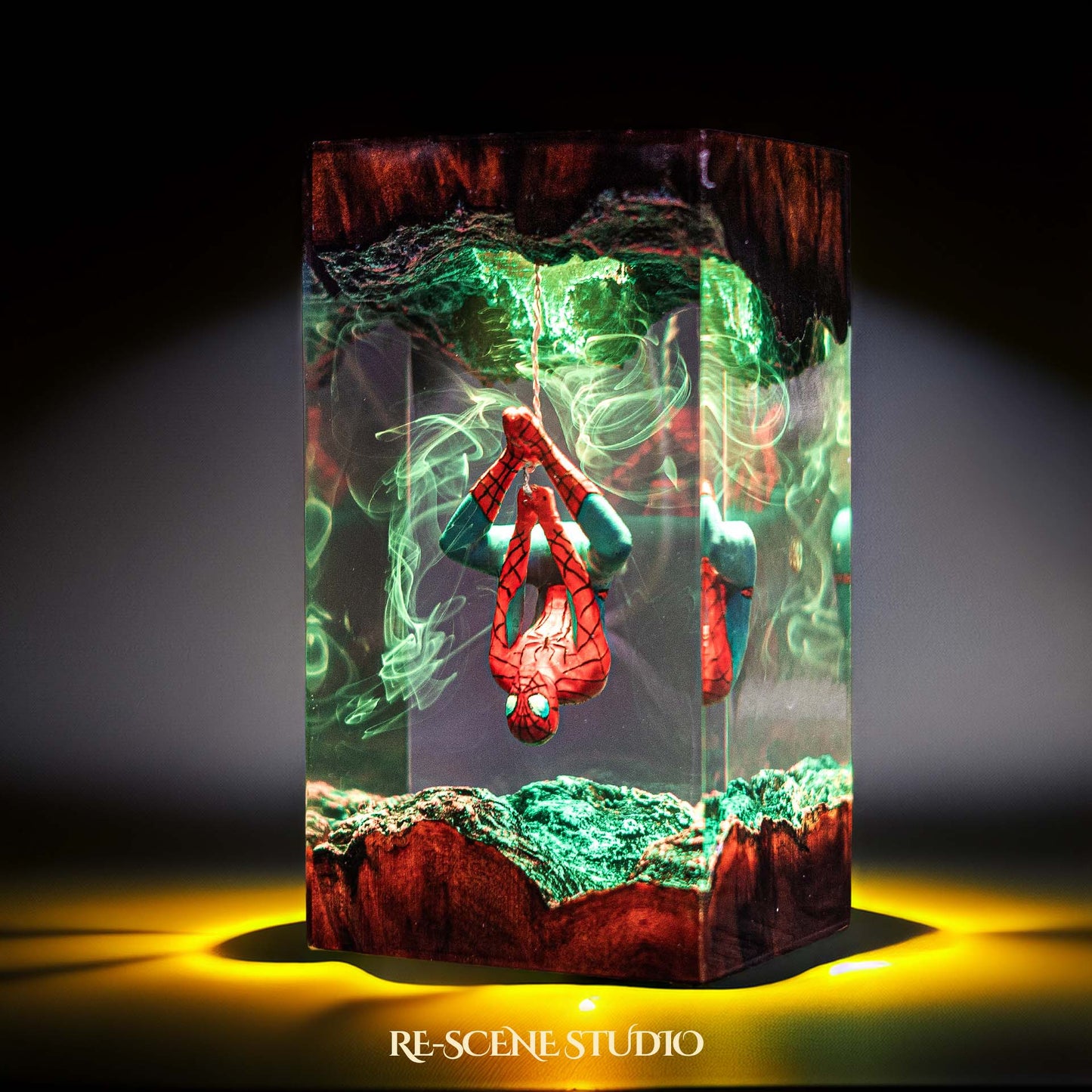 Spider-Man Resin Lamp V2 — Display Setup | Artisan Resin Art Lamp, Ambient Light for Home or Office