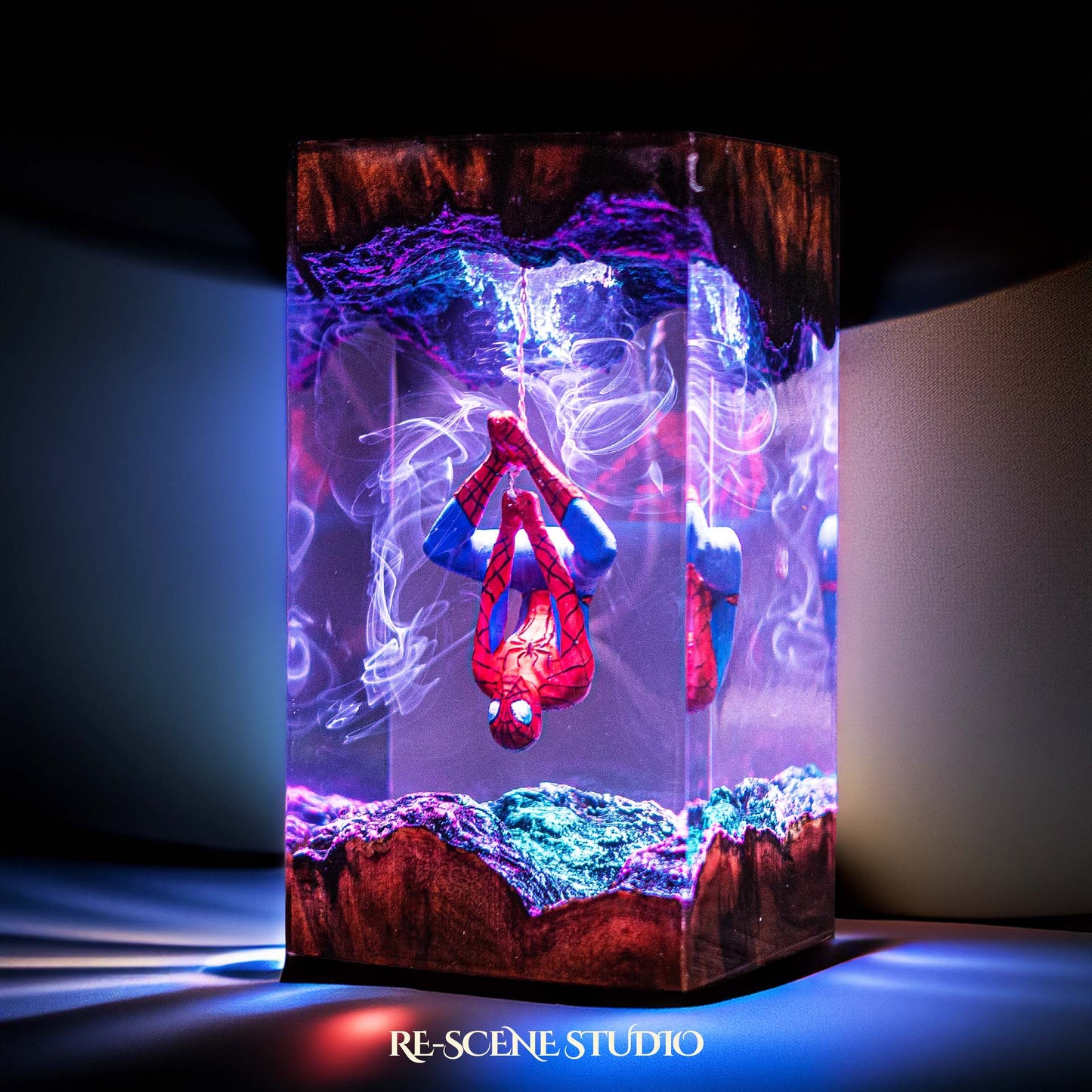 Spider-Man Resin Lamp V2 — Side Profile View | Handmade Pop-Culture Resin Art, Perfect Themed Gift