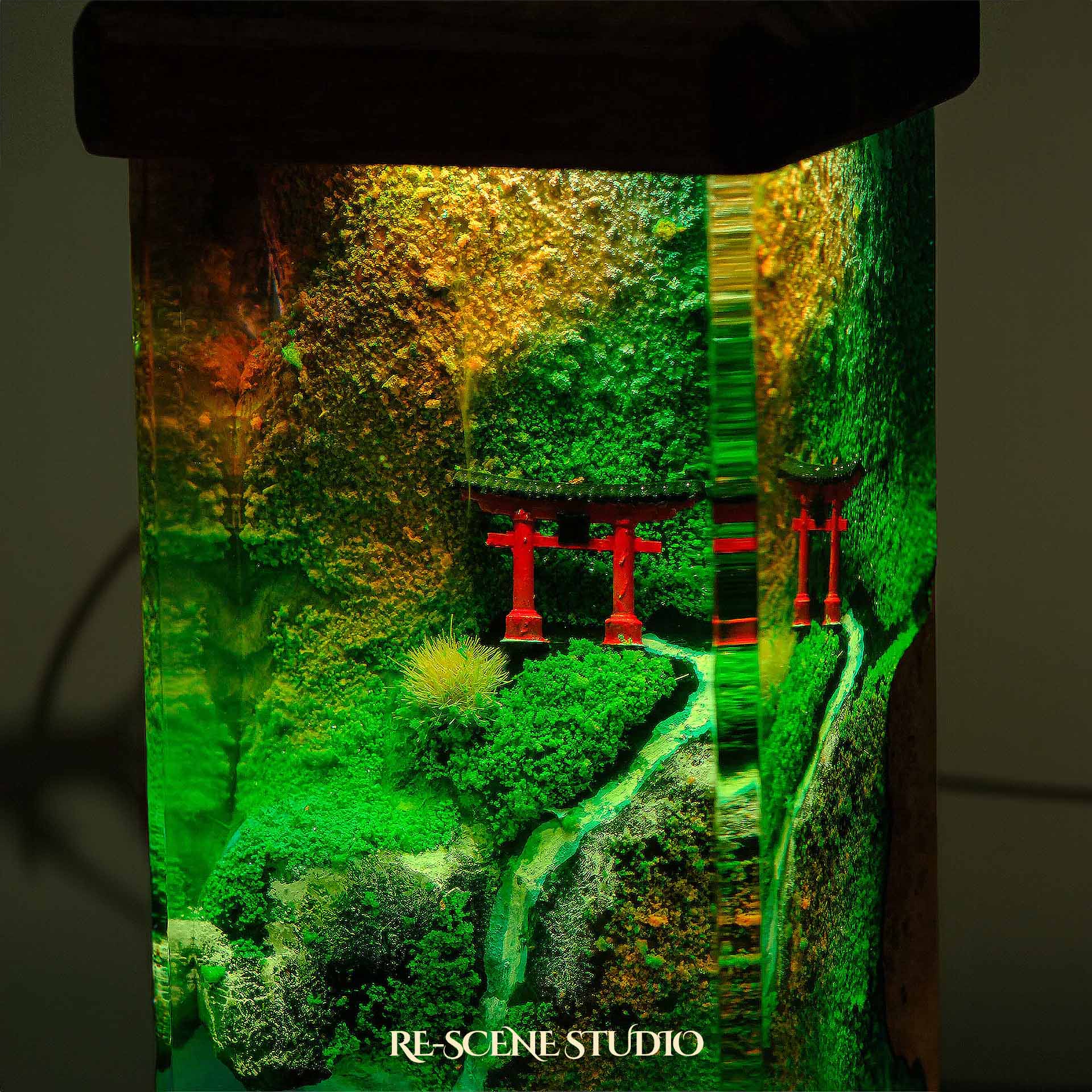 Torii Gate Beside Stream Resin Epoxy Lamp Multicolor / Size M: 6 x 6 x 12 (cm) – Handmade Epoxy Resin Lamp by Rescene Studio | Rescene Studio