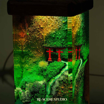 Torii Gate Beside Stream Resin Epoxy Lamp Multicolor / Size M: 6 x 6 x 12 (cm) – Handmade Resin Lamp by Rescene Studio | Rescene Studio