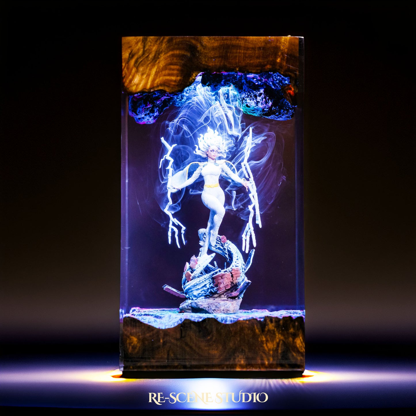 Storm Resin Lamp — Handcrafted Epoxy Resin LED Lamp | Unique Ambient Decor & Collector's Gift