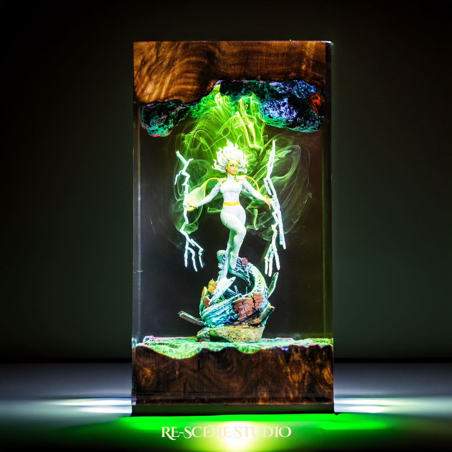 Storm Resin Lamp — Detailed Display | Premium 3D Resin Diorama with RGB Color-Changing Light