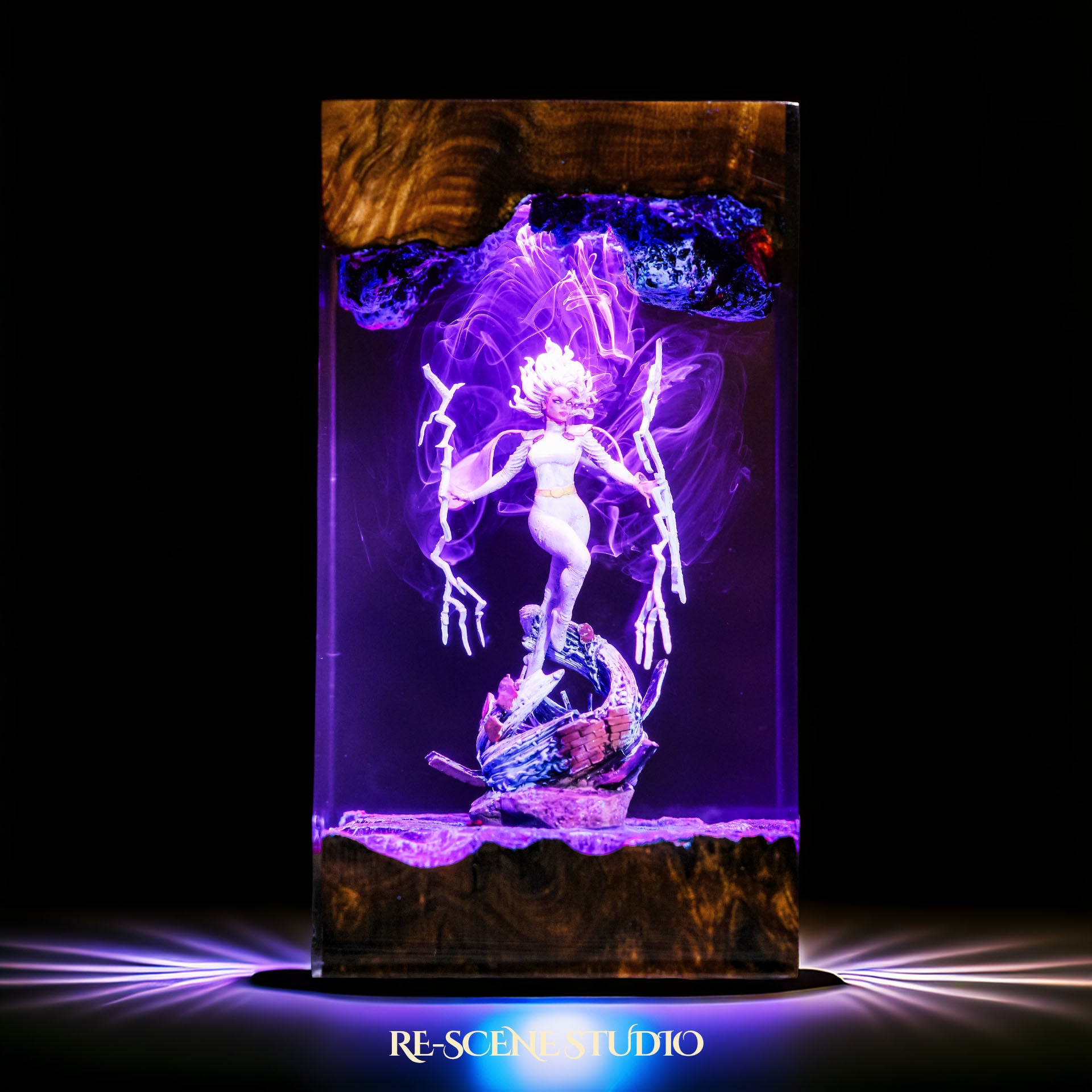 Storm Resin Lamp — Side Profile View | Handmade Pop-Culture Resin Art, Perfect Themed Gift