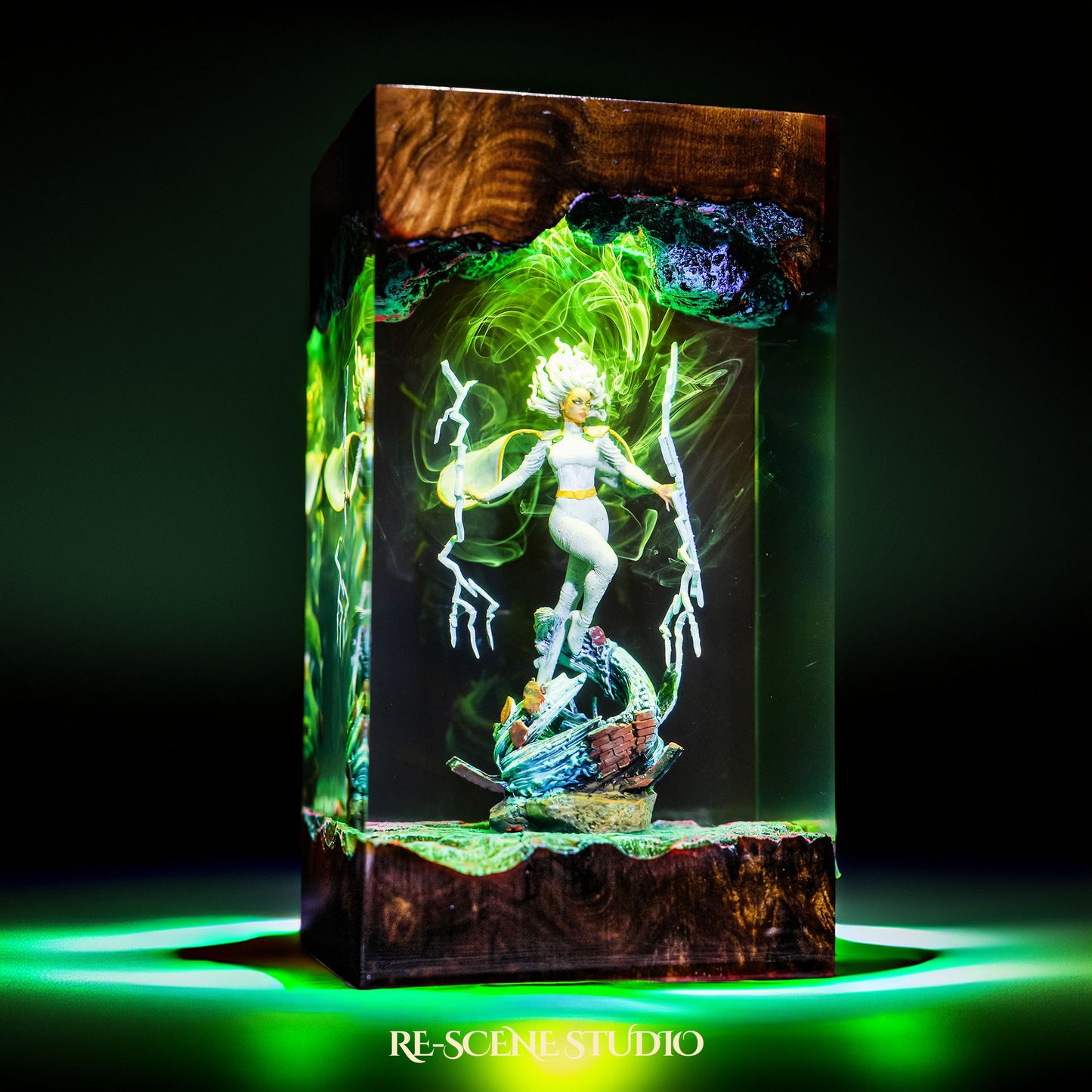 Storm Resin Lamp — Closeup Detail | Original Epoxy Resin Sculpture with Built-in LED Glow