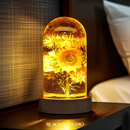 Everlasting Strawflower Resin Lamp No Engraving – Handmade Epoxy Resin Lamp by Rescene Studio | Rescene Studio