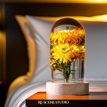 Everlasting Strawflower Resin Lamp No Engraving – Handmade Epoxy Resin Lamp by Rescene Studio | Rescene Studio