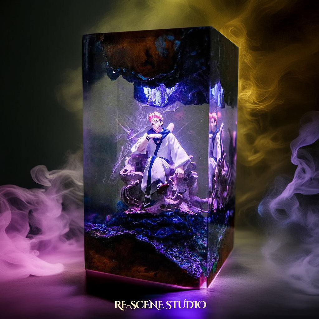 Sukuna Resin Lamp 01 - Jujutsu Kaisen Multicolor / Size M: 7 x 13 x 7 (cm) – Handmade Epoxy Resin Lamp by Rescene Studio | Rescene Studio