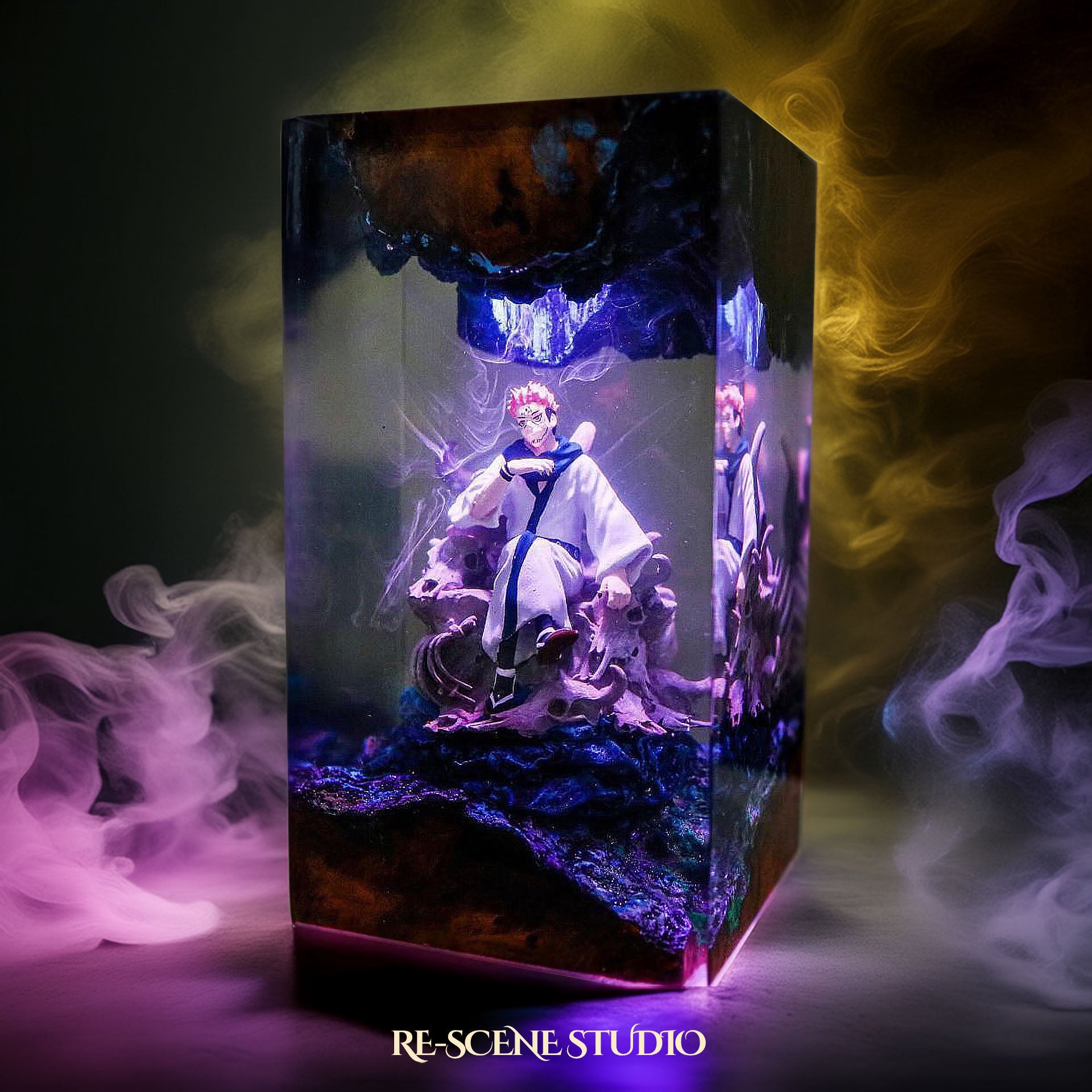 Sukuna Resin Lamp 01 - Jujutsu Kaisen Multicolor / Size M: 7 x 13 x 7 (cm) – Handmade Epoxy Resin Lamp by Rescene Studio | Rescene Studio