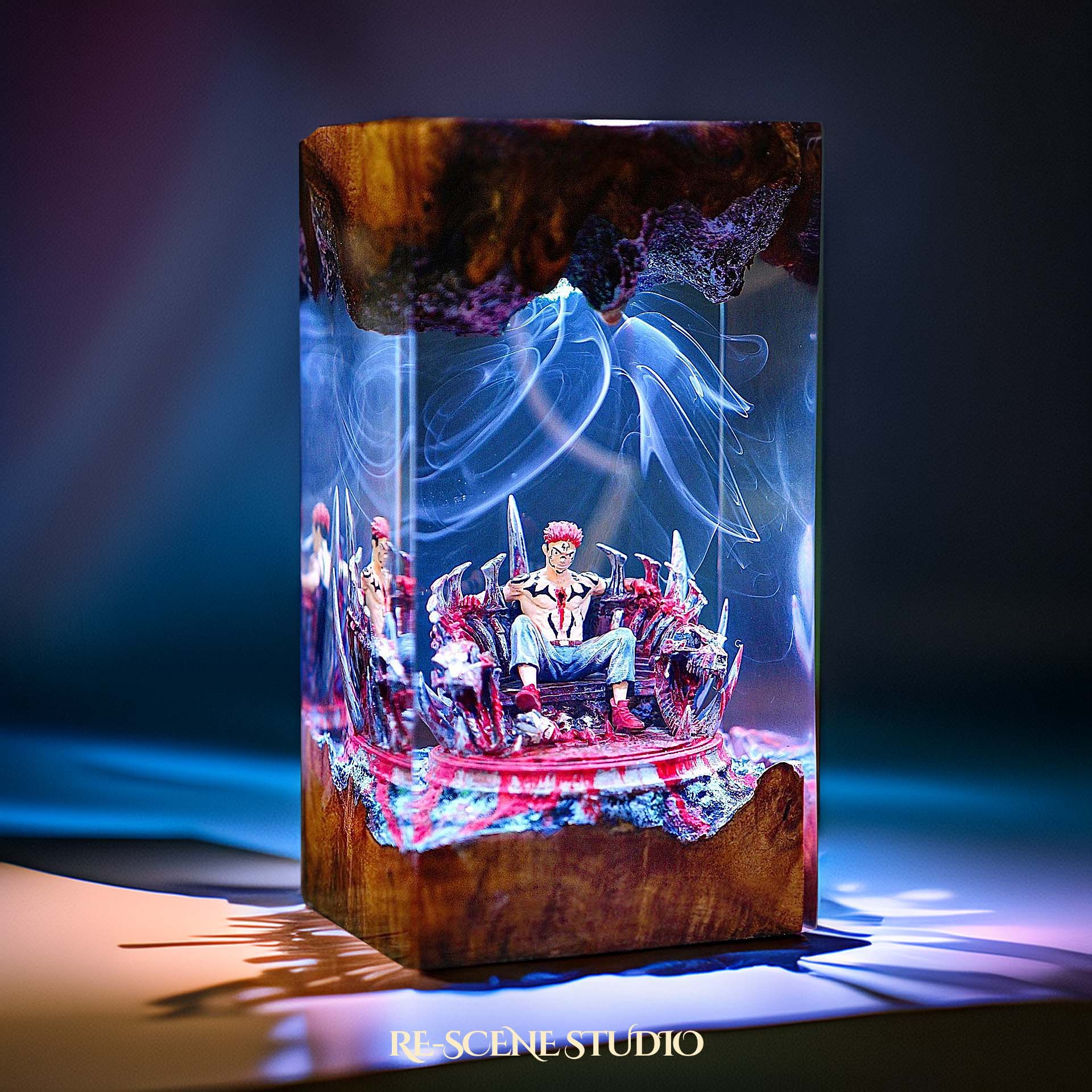 Sukuna Resin Lamp 02 - Jujutsu Kaisen Multicolor / Size M: 7 x 13 x 7 (cm) – Handmade Epoxy Resin Lamp by Rescene Studio | Rescene Studio