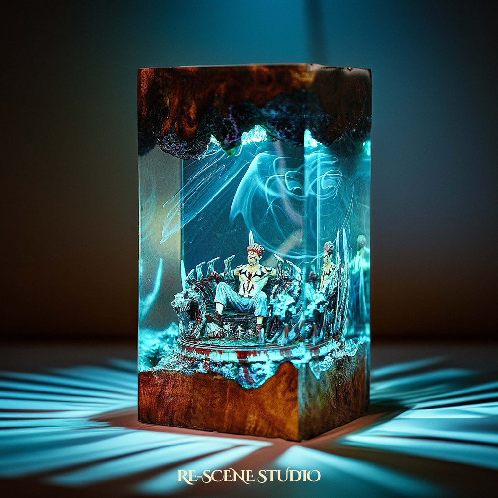 Sukuna Resin Lamp 02 - Jujutsu Kaisen Multicolor / Size M: 7 x 13 x 7 (cm) – Handmade Epoxy Resin Lamp by Rescene Studio | Rescene Studio