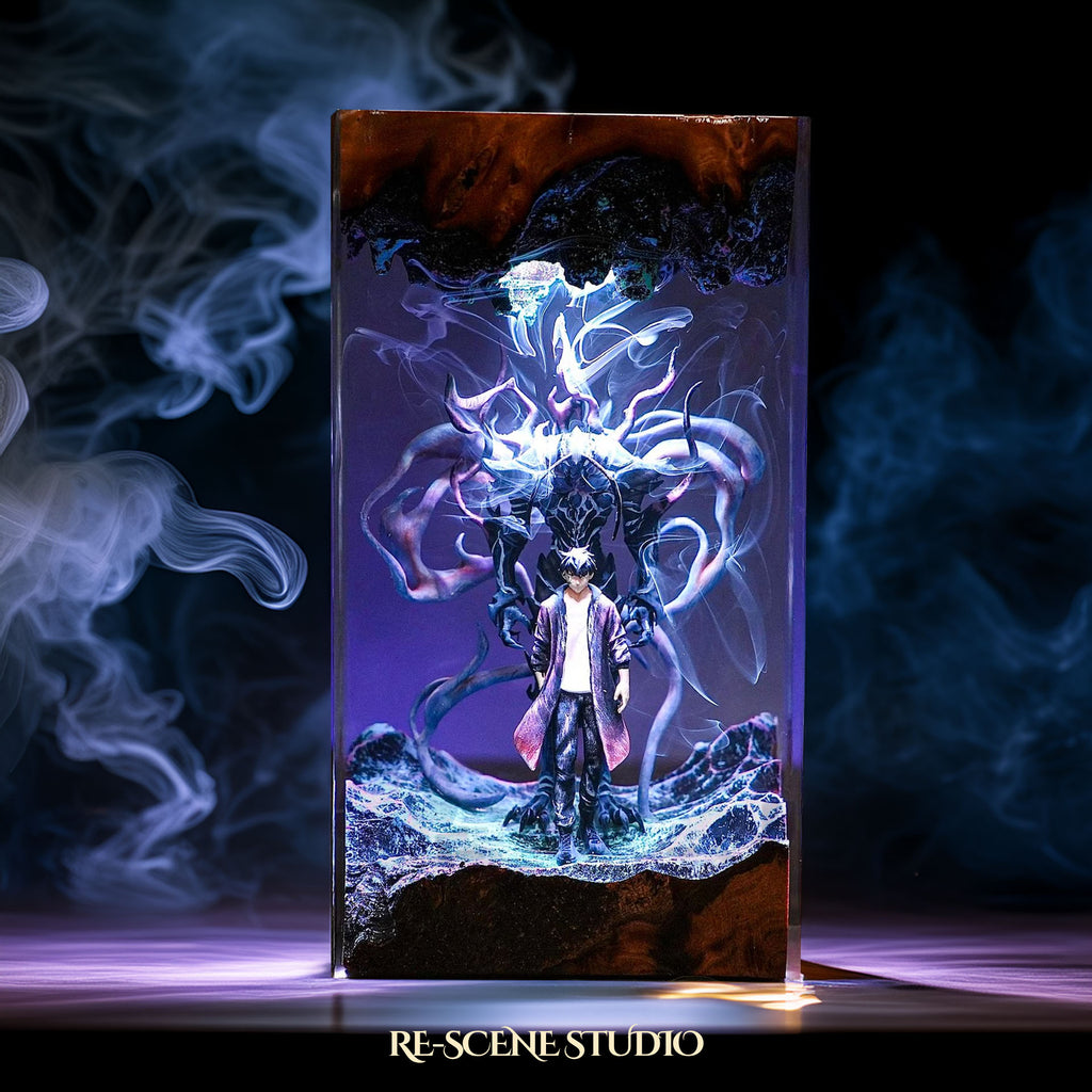Sung Jin-woo Resin Lamp - Solo Leveling Multicolor / Size M: 7 x 13 x 7 (cm) – Handmade Epoxy Resin Lamp by Rescene Studio | Rescene Studio