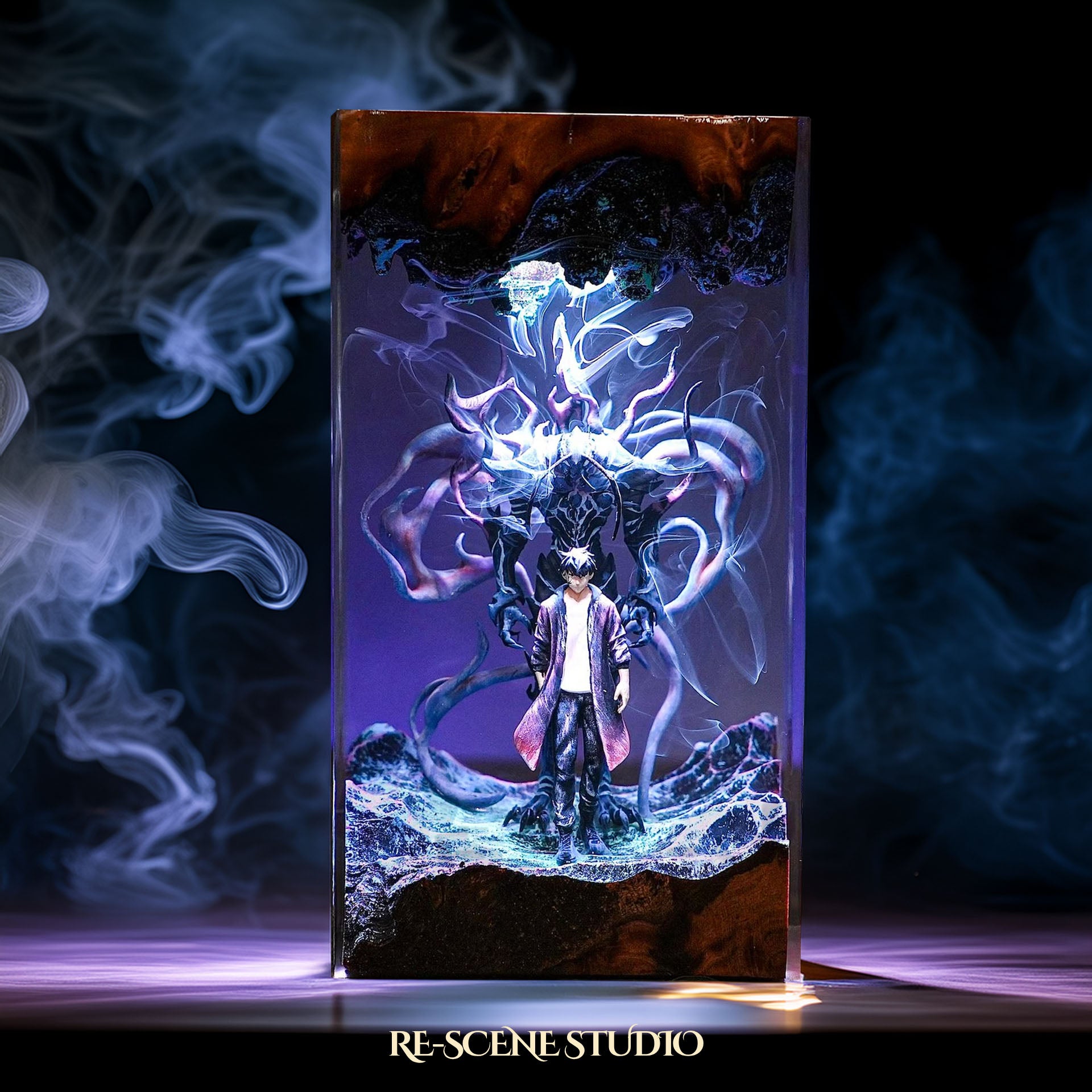 Sung Jin-woo Resin Lamp - Solo Leveling Multicolor / Size M: 7 x 13 x 7 (cm) – Handmade Epoxy Resin Lamp by Rescene Studio | Rescene Studio
