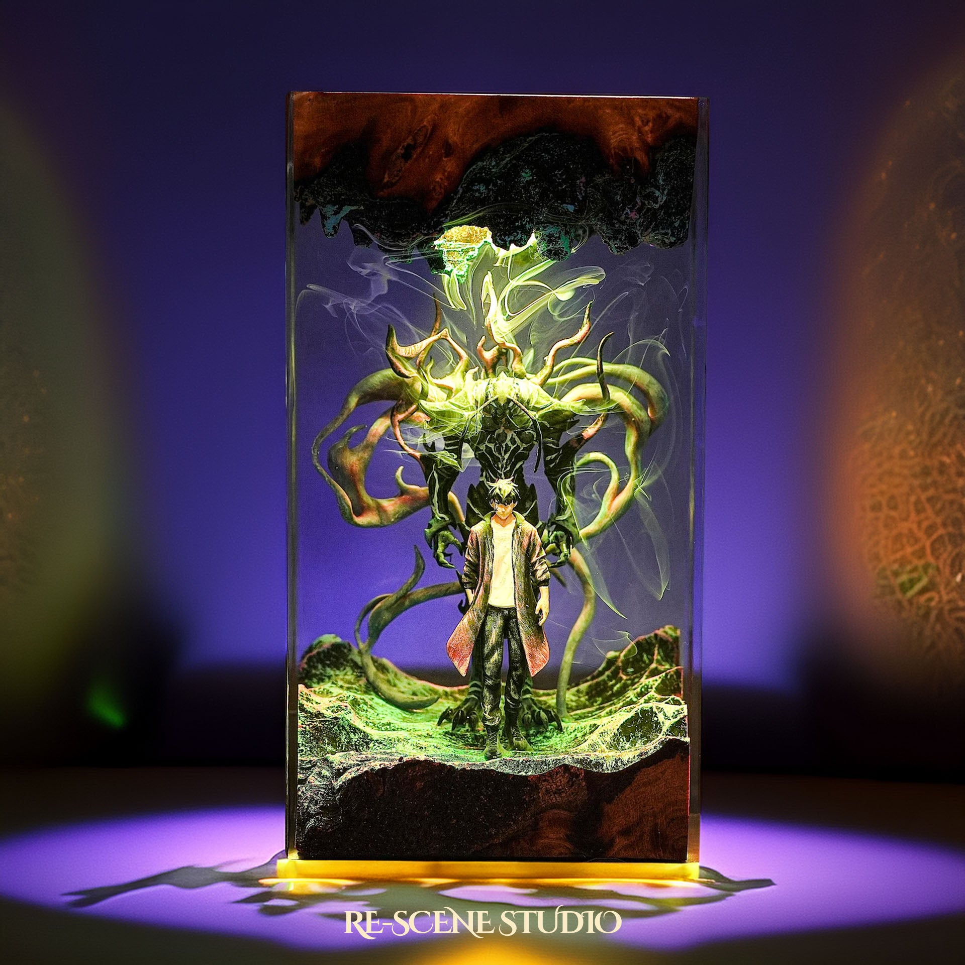 Sung Jin-woo Resin Lamp - Solo Leveling Multicolor / Size M: 7 x 13 x 7 (cm) – Handmade Epoxy Resin Lamp by Rescene Studio | Rescene Studio