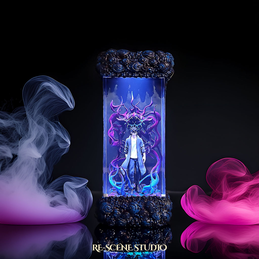 Sung Jin Woo Resin Lamp V2 - Solo Leveling Multicolor / Size M – Handmade Epoxy Resin Lamp by Rescene Studio | Rescene Studio