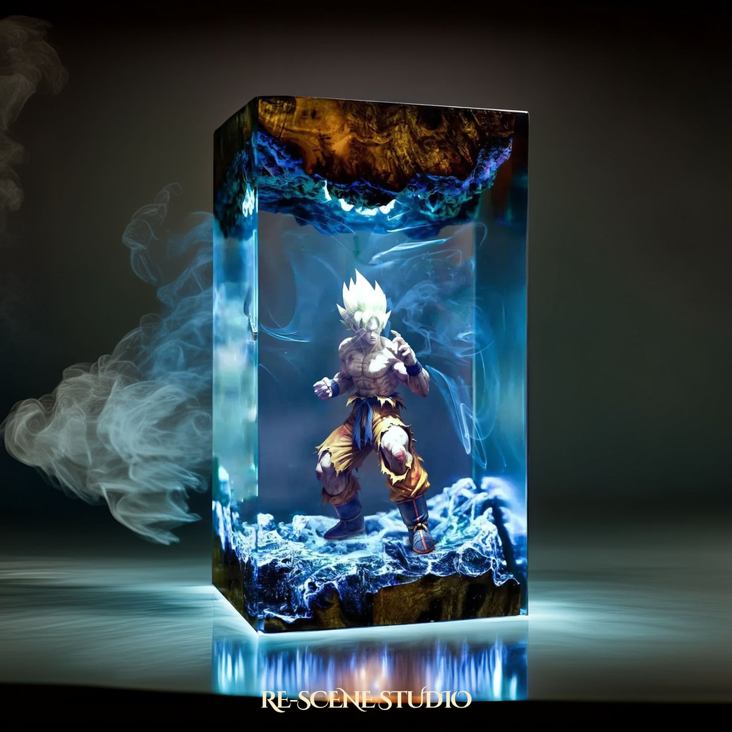 Super Saiyan Goku Resin Lamp - Dragon Ball Z Multicolor / Size M – Handmade Resin Lamp by Rescene Studio | Rescene Studio