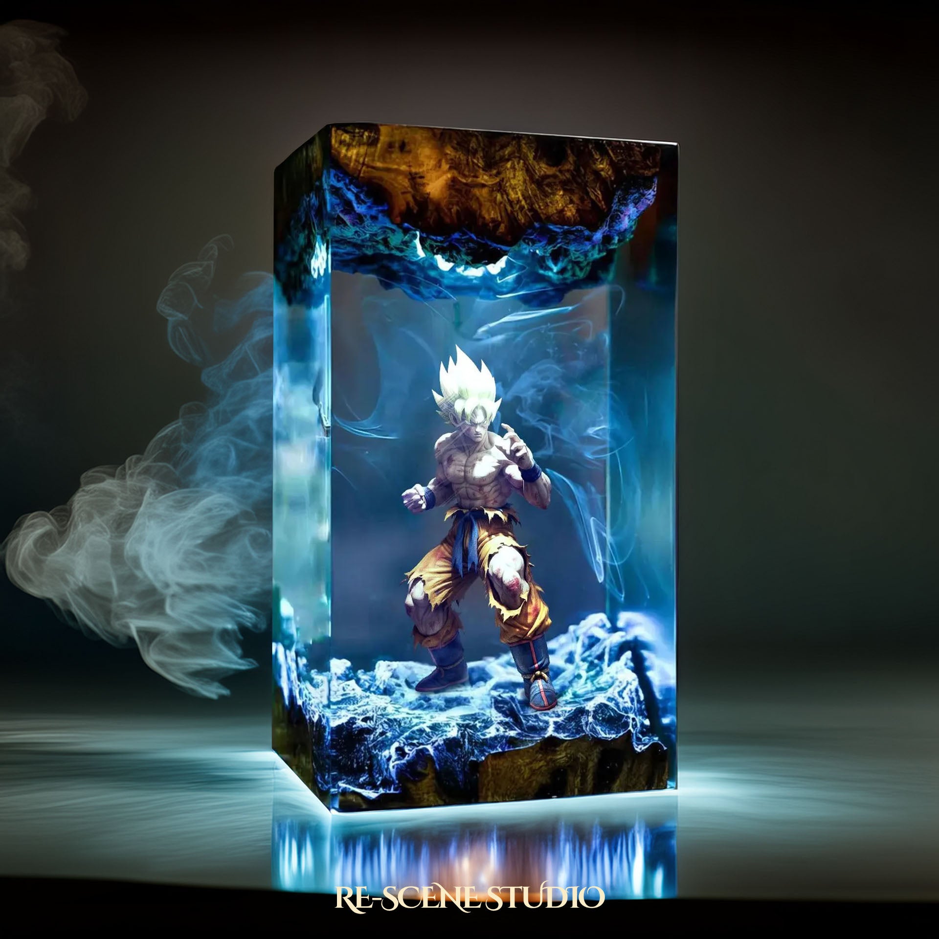 Super Saiyan Goku Resin Lamp - Dragon Ball Z Multicolor / Size M – Handmade Epoxy Resin Lamp by Rescene Studio | Rescene Studio