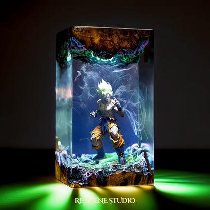 Super Saiyan Goku Resin Lamp - Dragon Ball Z Multicolor / Size M – Handmade Resin Lamp by Rescene Studio | Rescene Studio
