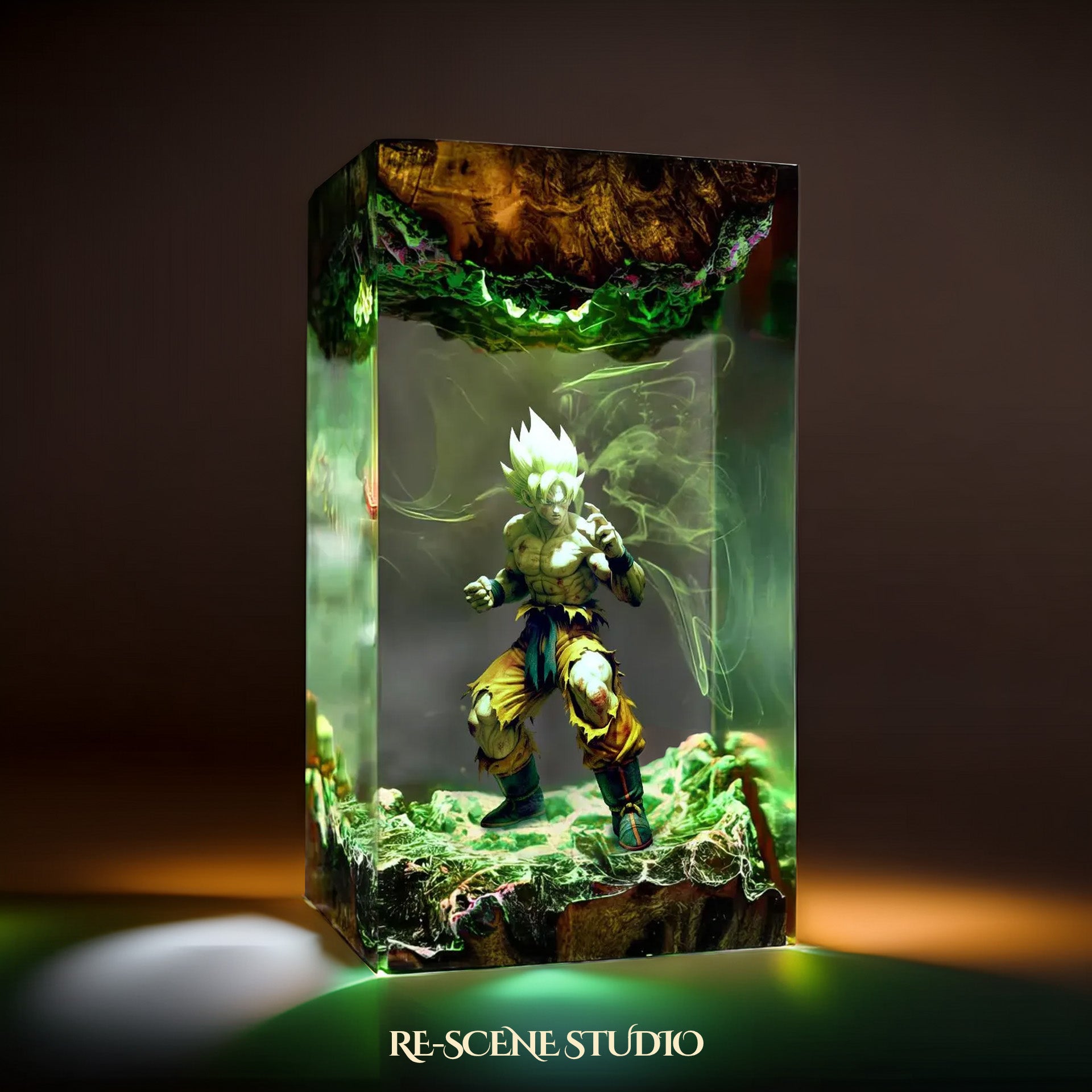 Super Saiyan Goku Resin Lamp - Dragon Ball Z Multicolor / Size M – Handmade Epoxy Resin Lamp by Rescene Studio | Rescene Studio