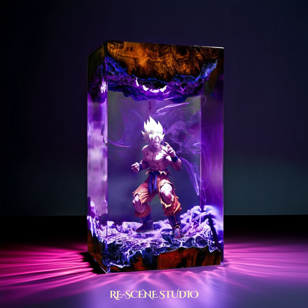 Super Saiyan Goku Resin Lamp - Dragon Ball Z Multicolor / Size M – Handmade Epoxy Resin Lamp by Rescene Studio | Rescene Studio
