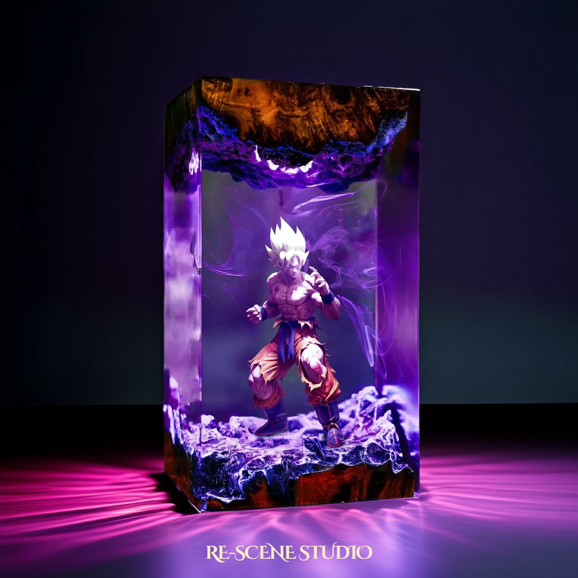 Super Saiyan Goku Resin Lamp - Dragon Ball Z Multicolor / Size M – Handmade Epoxy Resin Lamp by Rescene Studio | Rescene Studio