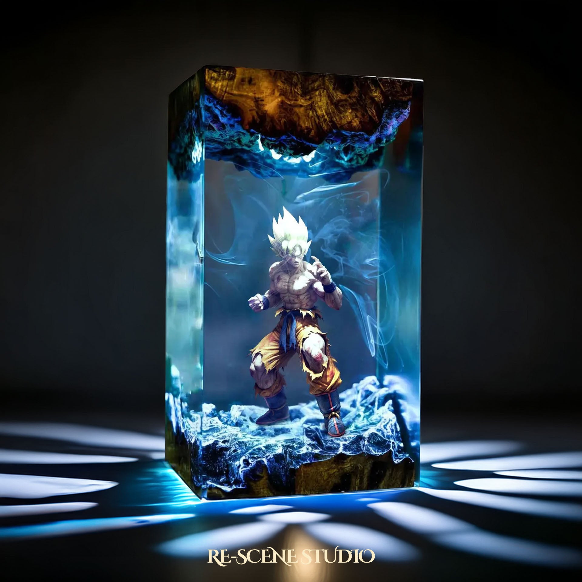 Super Saiyan Goku Resin Lamp - Dragon Ball Z Multicolor / Size M – Handmade Epoxy Resin Lamp by Rescene Studio | Rescene Studio