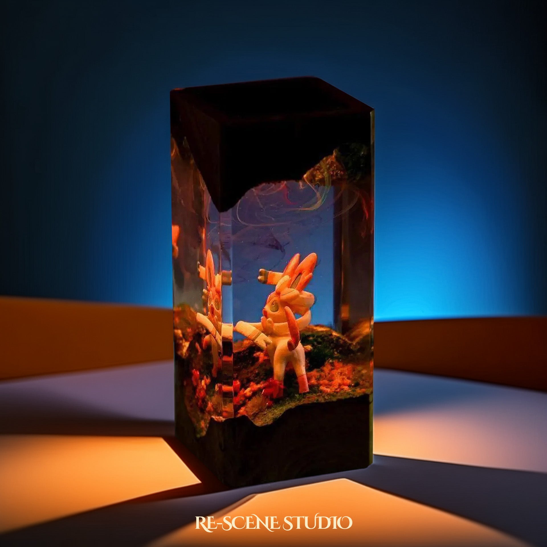 Sylveon Fairy Bloom Resin Epoxy Lamp Multicolor / Size XL: 8.5 x 8.5 x 16 (cm) – Handmade Epoxy Resin Lamp by Rescene Studio | Rescene Studio