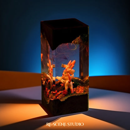 Sylveon Fairy Bloom Resin Epoxy Lamp Multicolor / Size XL: 8.5 x 8.5 x 16 (cm) – Handmade Resin Lamp by Rescene Studio | Rescene Studio