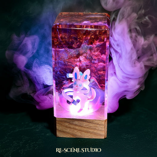 Sylveon Resin Epoxy Lamp Multicolor / Size XL: 16 x 7 x 7 (cm) – Handmade Resin Lamp by Rescene Studio | Rescene Studio