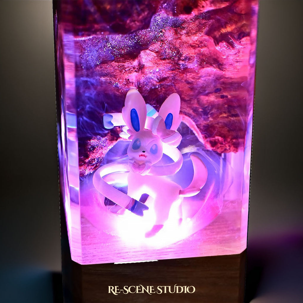 Sylveon Resin Epoxy Lamp Multicolor / Size XL: 16 x 7 x 7 (cm) – Handmade Epoxy Resin Lamp by Rescene Studio | Rescene Studio