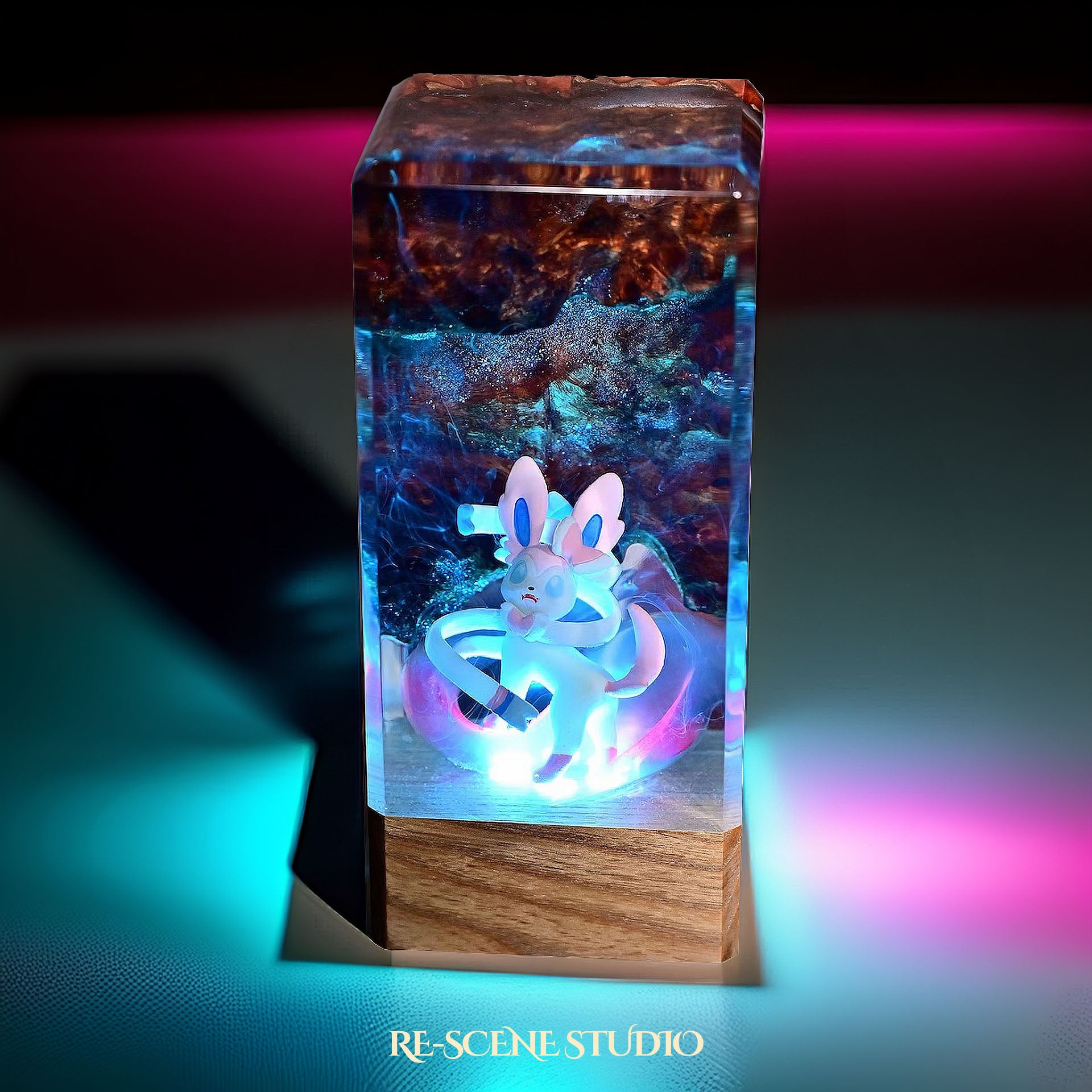 Sylveon Resin Epoxy Lamp Multicolor / Size XL: 16 x 7 x 7 (cm) – Handmade Epoxy Resin Lamp by Rescene Studio | Rescene Studio