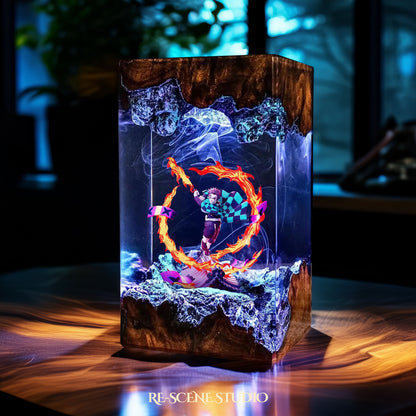 Tanjiro Resin Lamp 03 - Demon Slayer Multicolor / Size M: 7 x 13 x 7 (cm) – Handmade Resin Lamp by Rescene Studio | Rescene Studio
