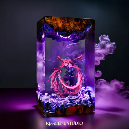 Tanjiro Resin Lamp 04 – Demon Slayer Multicolor / Size M: 7 x 13 x 7 (cm) – Handmade Resin Lamp by Rescene Studio | Rescene Studio