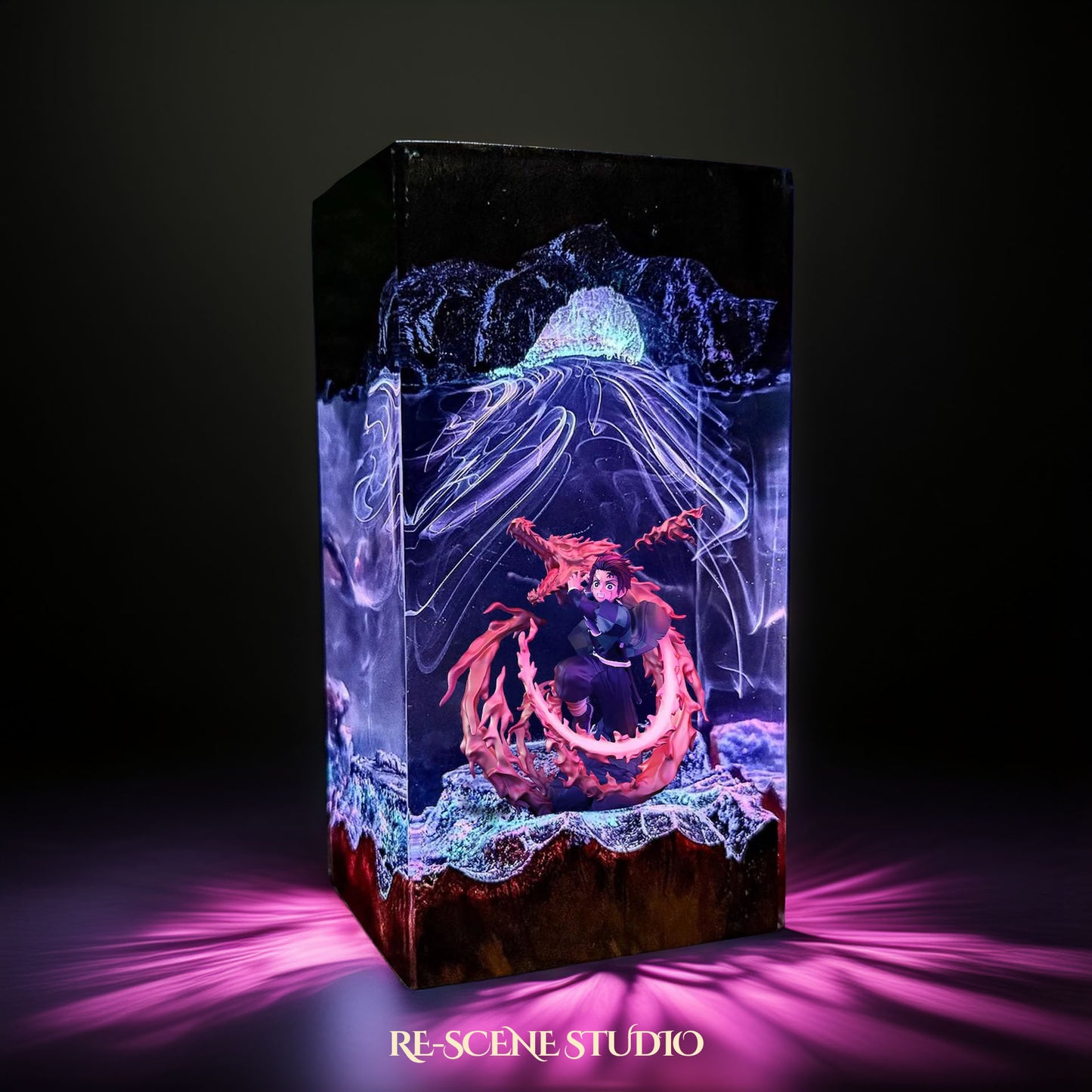 Tanjiro Resin Lamp 04 – Demon Slayer Multicolor / Size M: 7 x 13 x 7 (cm) – Handmade Resin Lamp by Rescene Studio | Rescene Studio