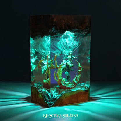 Tanjiro & Nezuko Resin Epoxy Lamp – Demon Slayer Multicolor / Size M: 13 x 6.5 (cm) – Handmade Resin Lamp by Rescene Studio | Rescene Studio