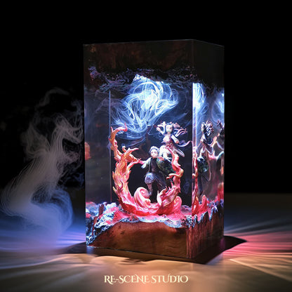 Tanjiro & Nezuko Resin Epoxy Lamp – Demon Slayer Multicolor / Size M: 13 x 6.5 (cm) – Handmade Resin Lamp by Rescene Studio | Rescene Studio