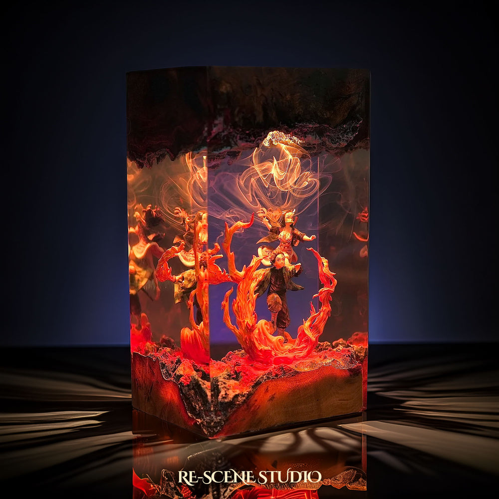 Tanjiro & Nezuko Resin Epoxy Lamp – Demon Slayer Multicolor / Size M: 13 x 6.5 (cm) – Handmade Resin Lamp by Rescene Studio | Rescene Studio
