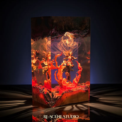 Tanjiro & Nezuko Resin Epoxy Lamp – Demon Slayer Multicolor / Size M: 13 x 6.5 (cm) – Handmade Resin Lamp by Rescene Studio | Rescene Studio