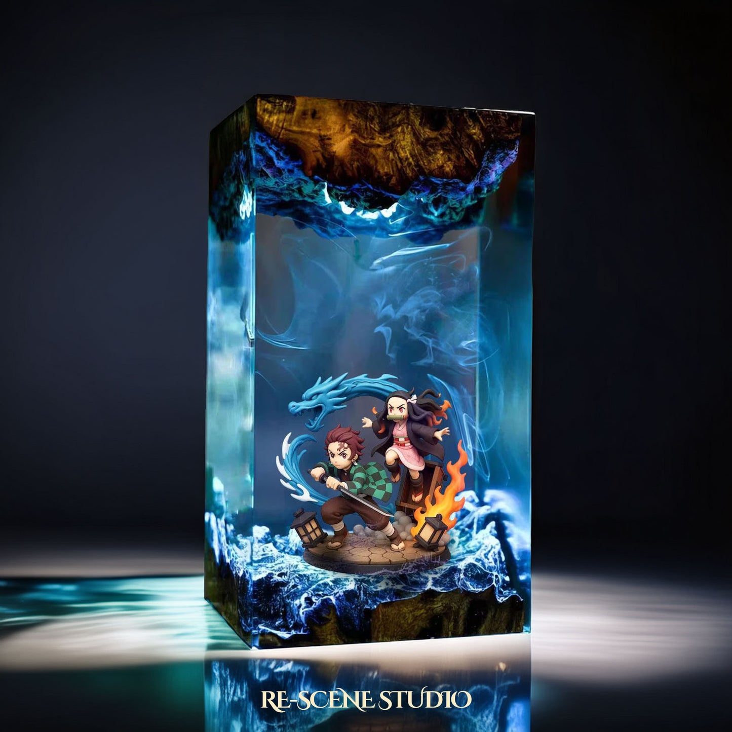 Tanjiro & Nezuko Resin Lamp 4 - Demon Slayer Multicolor / Size M – Handmade Resin Lamp by Rescene Studio | Rescene Studio