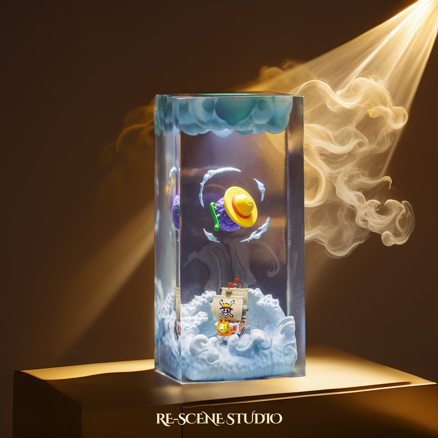 Thousand Sunny & Gomu Gomu no Mi Resin Lamp - One Piece Multicolor / Size M – Handmade Resin Lamp by Rescene Studio | Rescene Studio