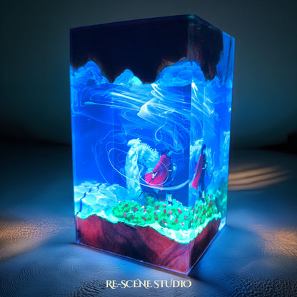 Tomika Giyuu Resin Lamp – Demon Slayer Multicolor / Size M: 5.12" x 2.56" – Handmade Epoxy Resin Lamp by Rescene Studio | Rescene Studio