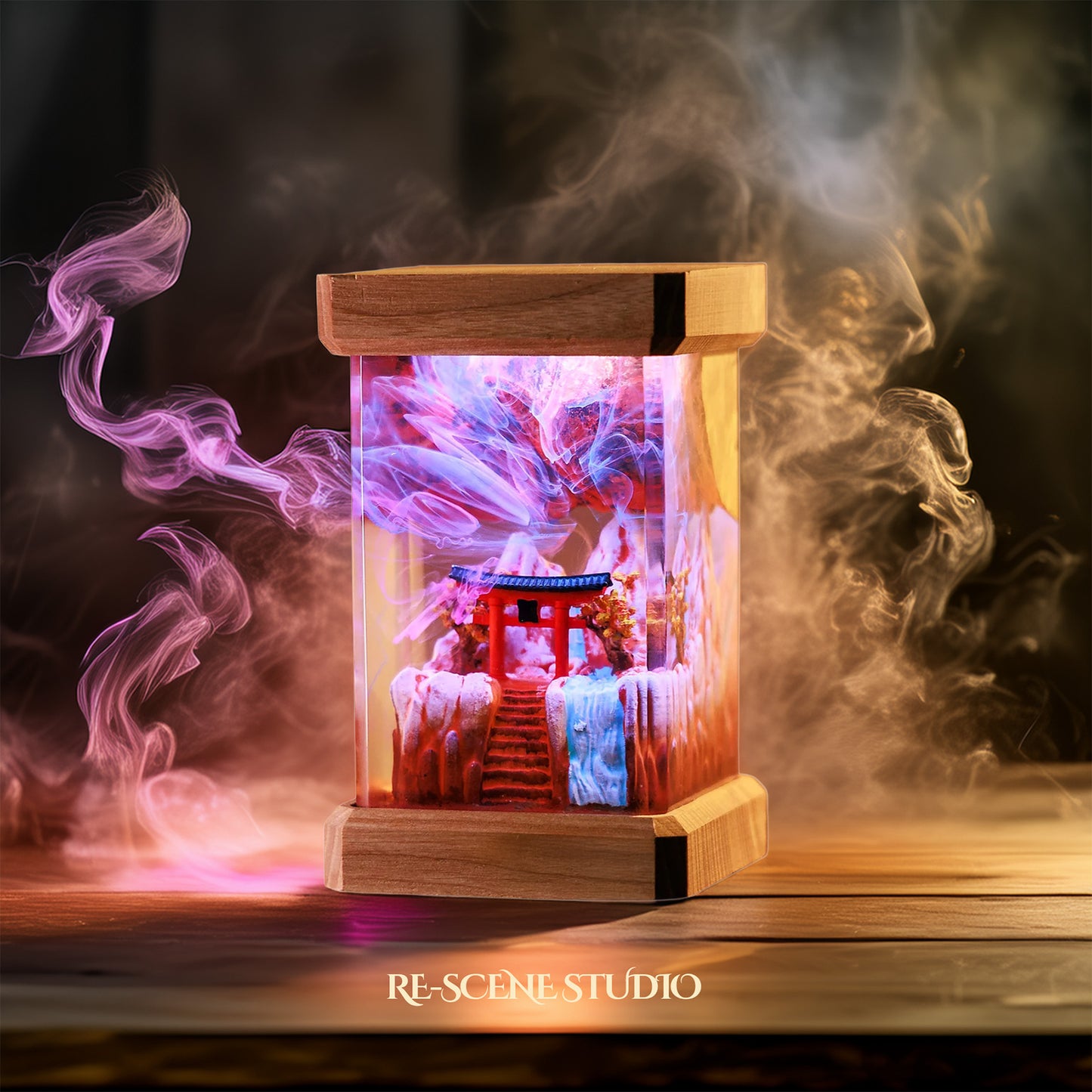 Summer Torii Gate Resin Epoxy Lamp Multicolor / Size M: 6 x 6 x 12 (cm) – Handmade Resin Lamp by Rescene Studio | Rescene Studio