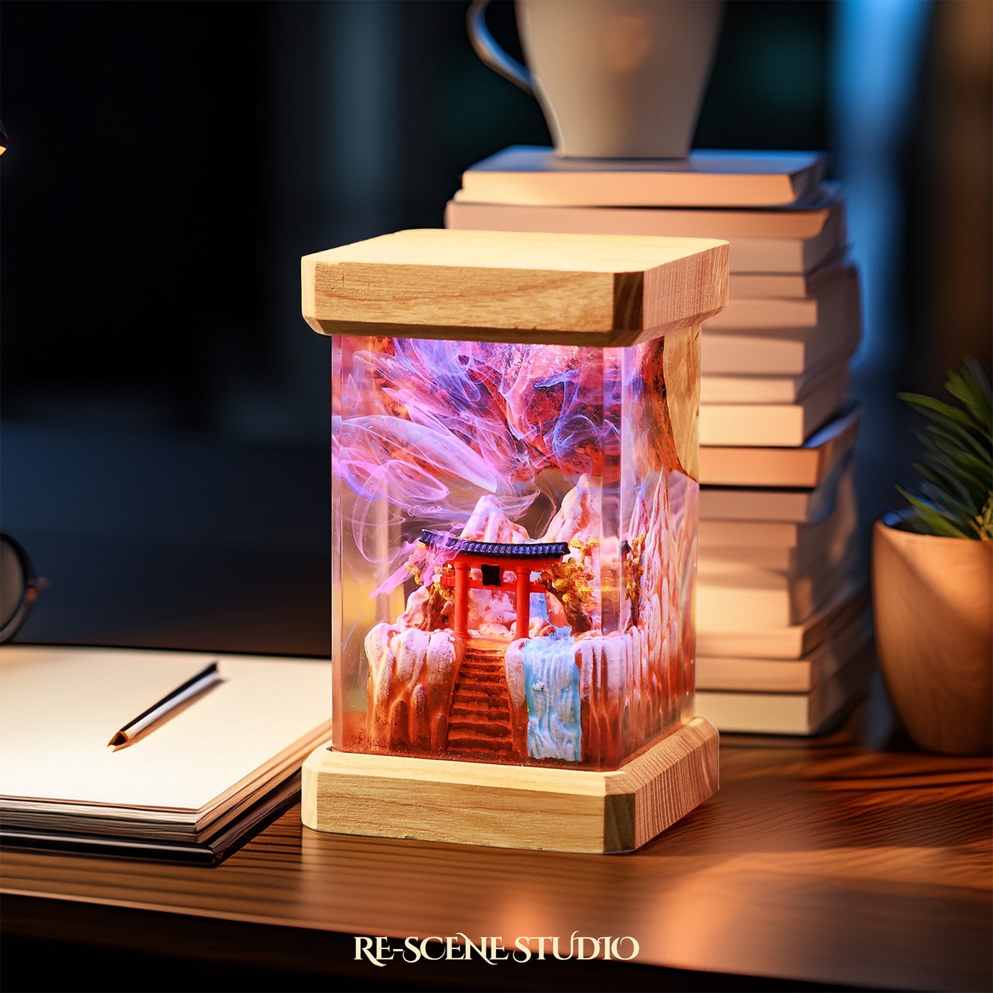 Summer Torii Gate Resin Epoxy Lamp Multicolor / Size M: 6 x 6 x 12 (cm) – Handmade Resin Lamp by Rescene Studio | Rescene Studio
