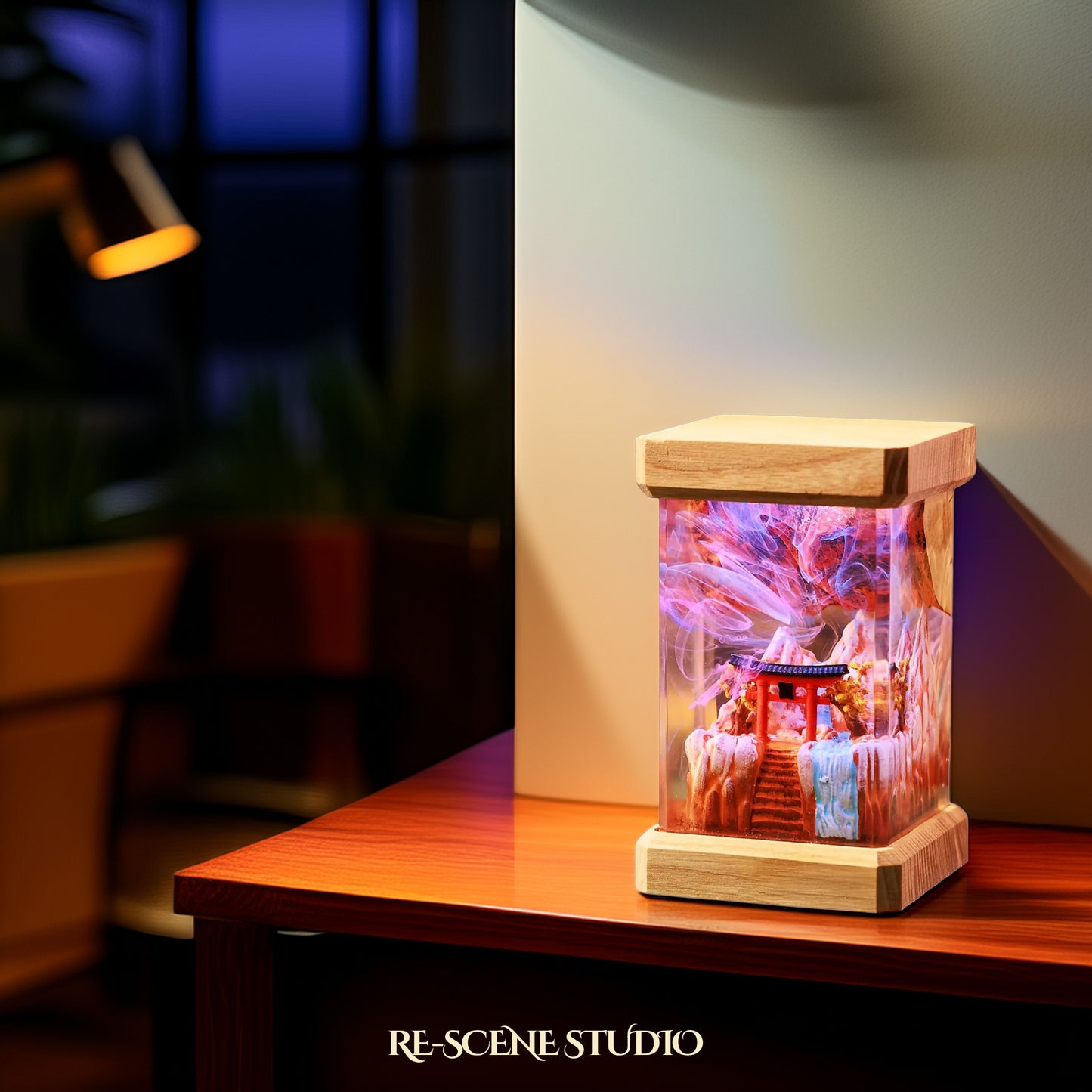 Summer Torii Gate Resin Epoxy Lamp Multicolor / Size M: 6 x 6 x 12 (cm) – Handmade Resin Lamp by Rescene Studio | Rescene Studio
