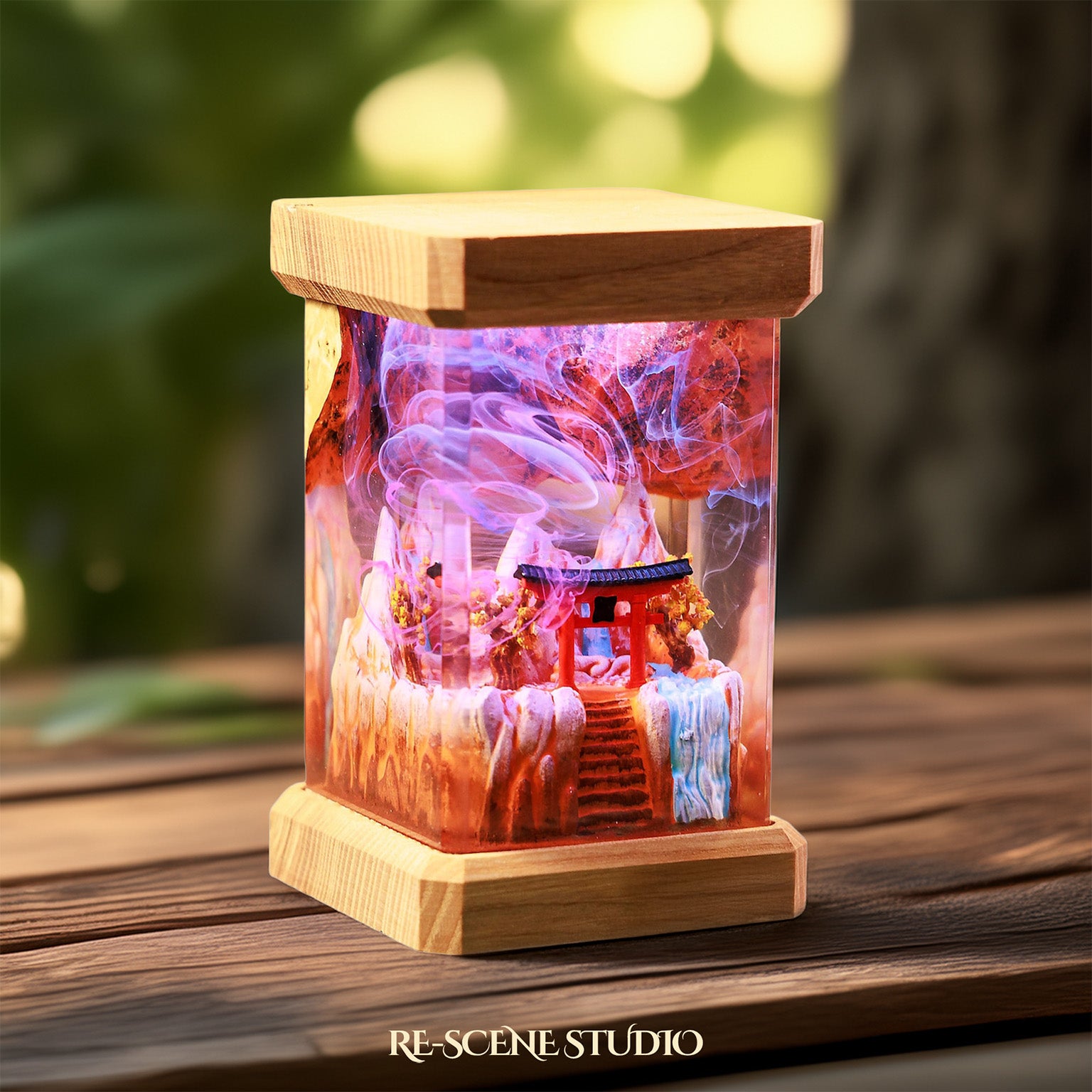 Summer Torii Gate Resin Epoxy Lamp Multicolor / Size M: 6 x 6 x 12 (cm) – Handmade Epoxy Resin Lamp by Rescene Studio | Rescene Studio