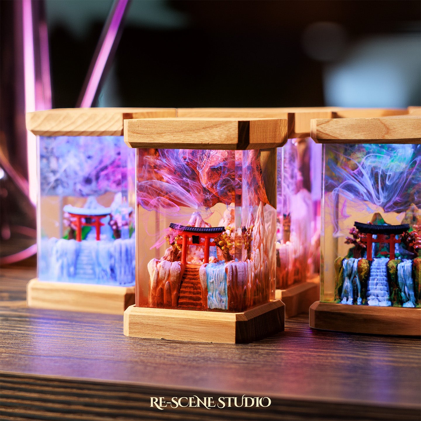 Summer Torii Gate Resin Epoxy Lamp Multicolor / Size M: 6 x 6 x 12 (cm) – Handmade Resin Lamp by Rescene Studio | Rescene Studio