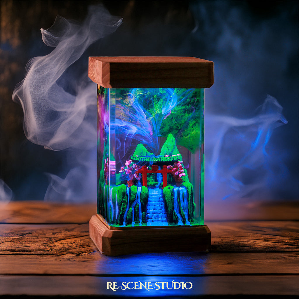 Spring Torii Gate Resin Epoxy Lamp Multicolor / Size M: 6 x 6 x 12 (cm) – Handmade Epoxy Resin Lamp by Rescene Studio | Rescene Studio