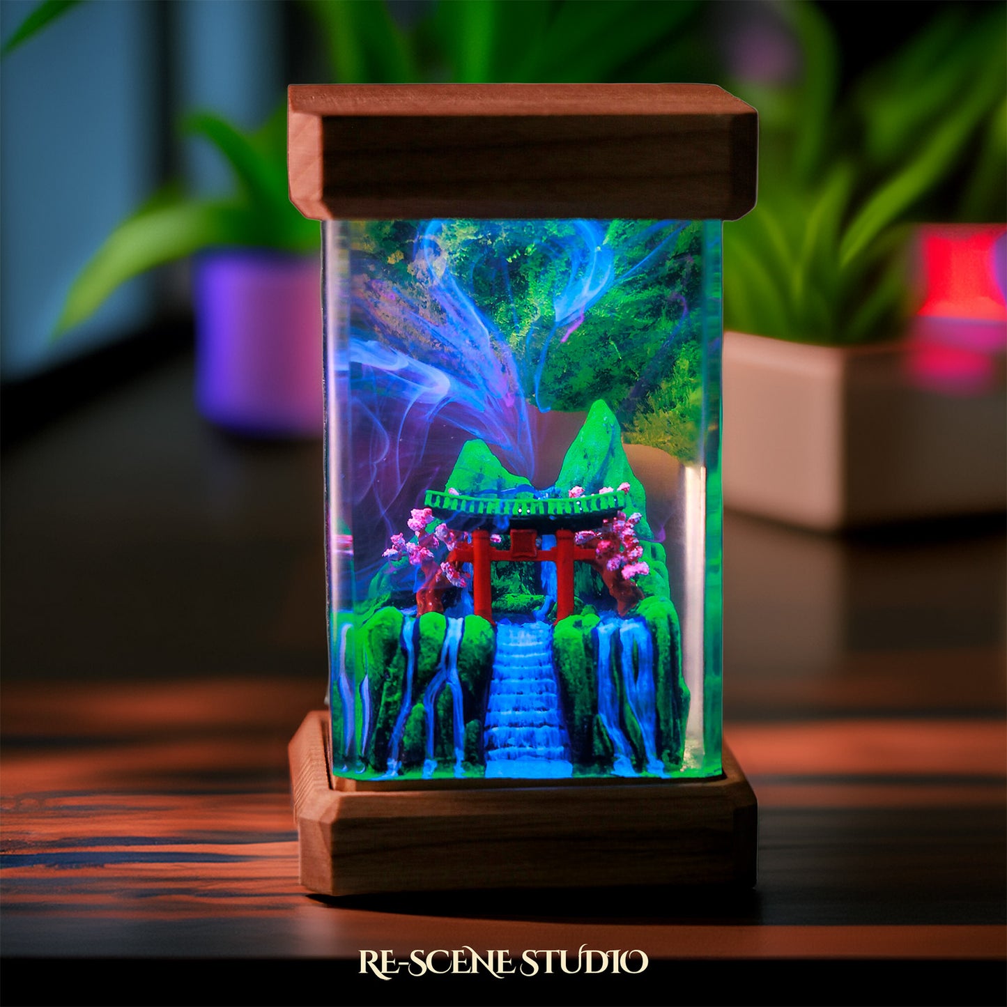 Spring Torii Gate Resin Epoxy Lamp Multicolor / Size M: 6 x 6 x 12 (cm) – Handmade Resin Lamp by Rescene Studio | Rescene Studio